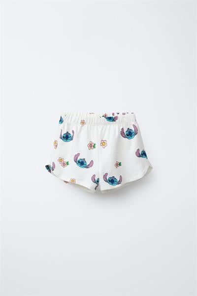 Kız Çocuk Stitch Baskılı Tişört ve Şort Takımı – 2li Set, Pamuklu ve Rahat