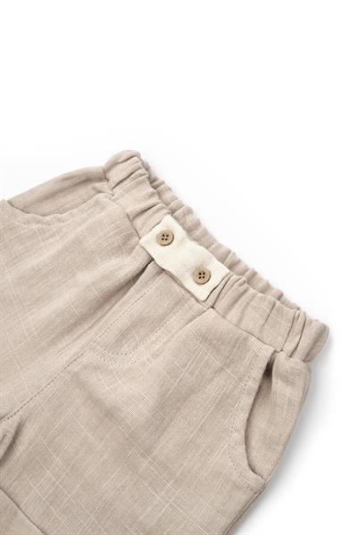 Erkek Bebek Müslin Ekru T-shirt ve Şort Takımı 