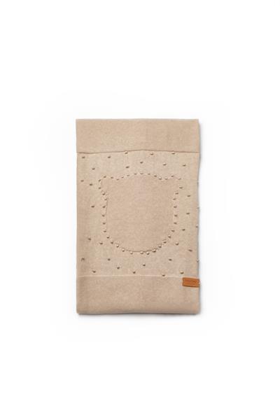  Pamuklu Bebek Triko Battaniye - Bej Ayı Silüetli, Yumuşak Örgü Yapı