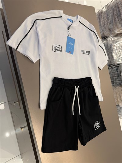 Erkek Çocuk Pamuklu Siyah Şortlu T-Shirt Takım