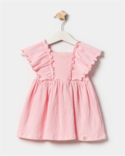 Kız Çocuk Pamuklu Pembe Müslin Elbise