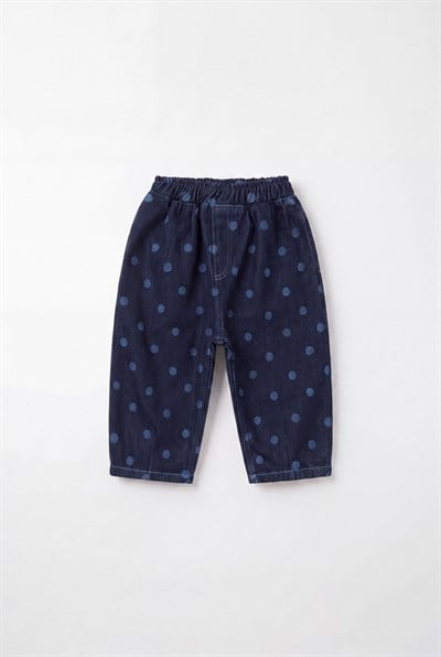Çocuk Lacivert Puantiyeli Denim Pantolon