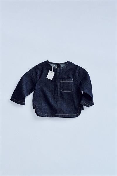 Kız Çocuk Pamuklu Lacivert Denim Bol Paça Takım - Cepli Üst
