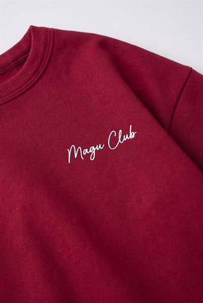 Unisex Çocuk Pamuklu Bordo Magu Club T-shirt Şort Takım