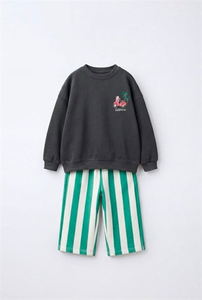 Çocuk  Antrasit Sweatshirt Eşofman Alt-Üst Takım