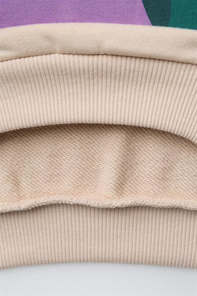 Kız Çocuk Pamuklu Bej Kalpli Sweatshirt ve Renkli Kalpli Siyah Tayt Takım