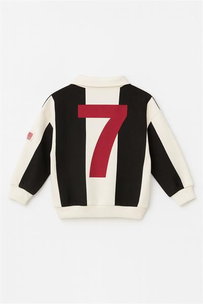 Erkek Çocuk Pamuklu Polo Yaka London Baskılı Sweatshirt ve Nakış Detaylı Geniş Paça Jean Takım