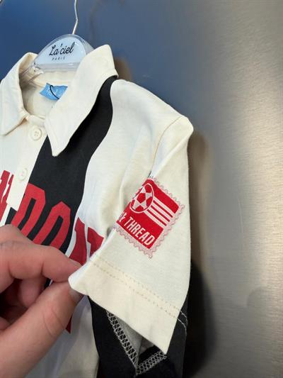 Erkek Çocuk Pamuklu Oversize Polo Yaka Baskılı T-Shirt ve Bol Paça Kot Pantolon Takım