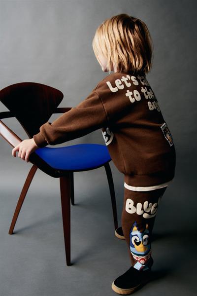 Erkek Çocuk Pamuklu Kahverengi Bluey Sweatshirt ve Eşofman Alt Takım