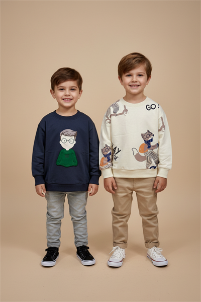 Erkek Çocuk Pamuklu 2li Baskılı Sweat – Eğlenceli ve Rahat Tasarım