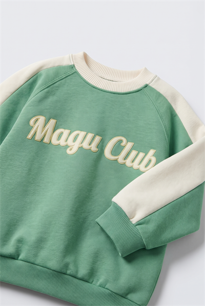 Çocuk Pamuklu Yeşil Sweatshirt ve Eşofman Takımı