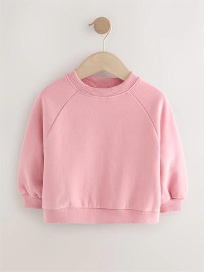 Kız Çocuk Pamuklu Pembe Sweatshirt ve Çizgili Geniş Paça Eşofman Alt-Üst Takım