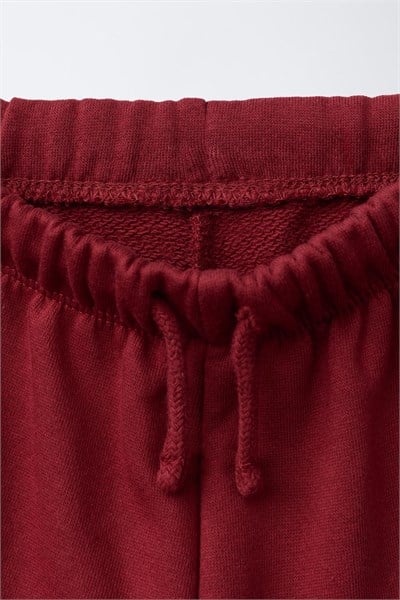 Çocuk Baskılı Bordo Ekru Fermuarlı Sweatshirt ve Eşofman Altı Takımı
