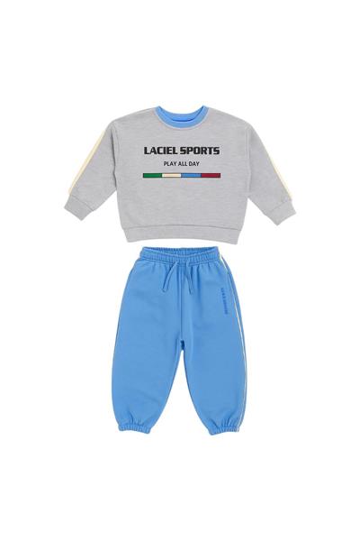 Unisex Çocuk Pamuklu Gri Spor Baskılı Sweatshirt – Rahat Kalıp, Yumuşak Doku