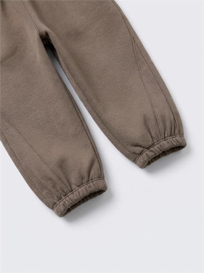 Çocuk Pamuklu Kapüşonlu Kahverengi Sweatshirt ve Eşofman Altı Takımı