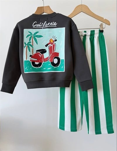 Çocuk  Antrasit Sweatshirt Eşofman Alt-Üst Takım