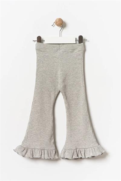 Kız Çocuk Pamuklu 3lü Lila Yeşil Gri Fırfır Paçalı Ribana Tayt Seti – Esnek Rahat Kalıp