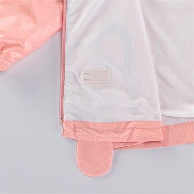 Kız Çocuk Pembe Puanlı Kapüşonlu Kedi Desenli Yağmurluk
