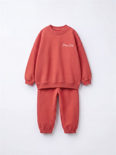 Çocuk Kırmızı Basic Sweatshirt ve Eşofman Altı Takımı