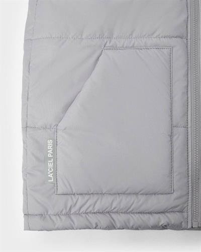 Unisex Çocuk Pamuklu Gri Şişme Yelek - Fermuarlı Cepli Kapitone Model