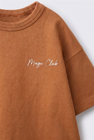 Unisex Çocuk Pamuklu Taba Magu Club T-shirt Şort Takım