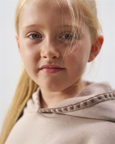 Kız Çocuk Pamuklu Bej Kapüşonlu Sweatshirt Eşofman Alt-Üst Takım - Rahat Günlük Giyim