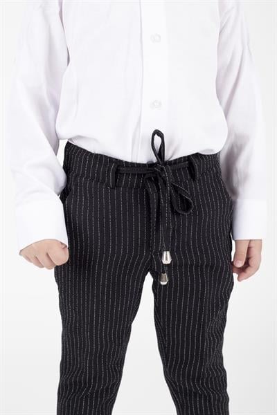 Çocuk Siyah Çizgili Smokin Takımı - 3-12 Yaş | Şık ve Rahat Özel Gün Kombini