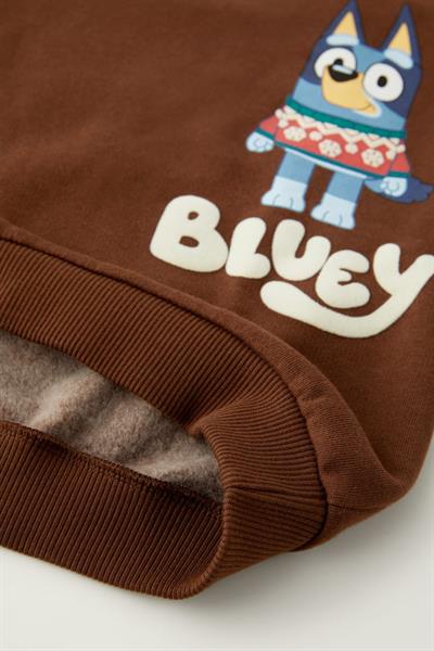 Erkek Çocuk Pamuklu Kahverengi Bluey Sweatshirt ve Eşofman Alt Takım