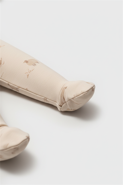 Organik Pamuklu 4lü Yenidoğan Bebek Seti - Çapraz Yaka Body ve Patikli Alt Takım (Bej)