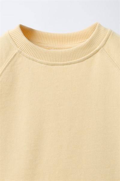 Unisex Çocuk Pamuklu Açık Sarı Nakışlı T-Shirt Şort Takım