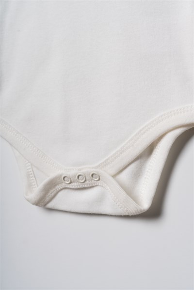 Unisex Bebek Pamuklu Ekru 2li Uzun Kollu Body Seti - Desenli ve Ayıcık Baskılı