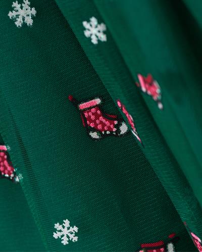 Kız Çocuk Pamuklu Kırmızı Penguen ve Kardan Adam Temalı Tül Etekli Noel Elbise