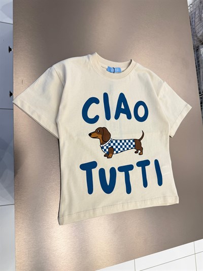 Çocuk Pamuklu Köpek Baskılı T-Shirt