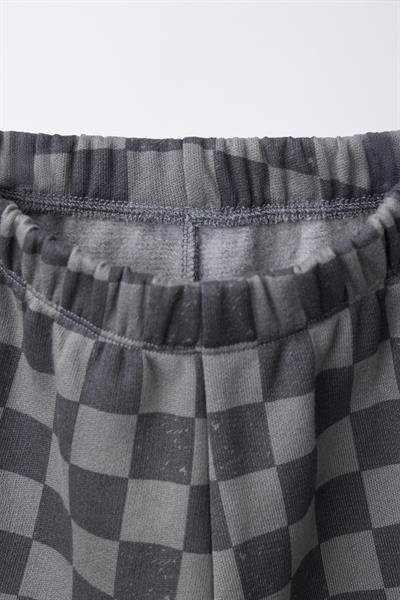 Erkek Çocuk Pamuklu Füme Checkered Desenli Eşofman Takımı - New Heights Yazı Detaylı