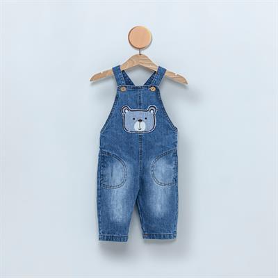 Erkek Bebek Ayıcıklı Kot Salopet Takımı – 3lü Set, Pamuklu ve Rahat