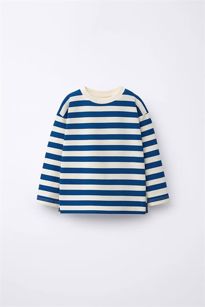 Unisex Çocuk Pamuklu Lacivert ve Mavi Çizgili Uzun Kollu T-Shirt 2li Paket