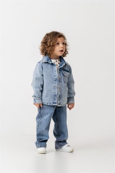 Erkek Çocuk Pamuklu Kot Ceket ve Jean Pantolon Takım