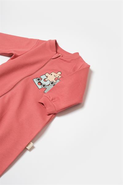 Unisex Bebek Pamuklu  Puzzle Desenli Tulum