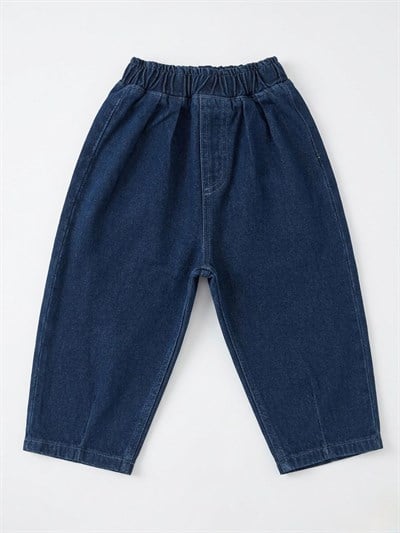 Unisex Çocuk Pamuklu Koyu Lacivert Denim Pantolon