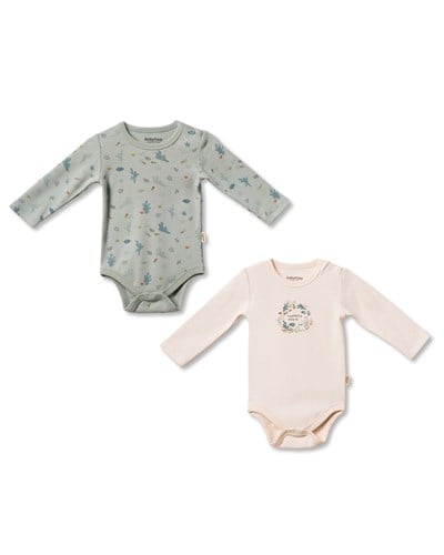 Organik Pamuklu 2li Uzun Kollu Çıtçıtlı Bebek Body Seti