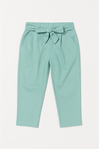 Kız Çocuk İnce Keten Kemerli Pantolon 