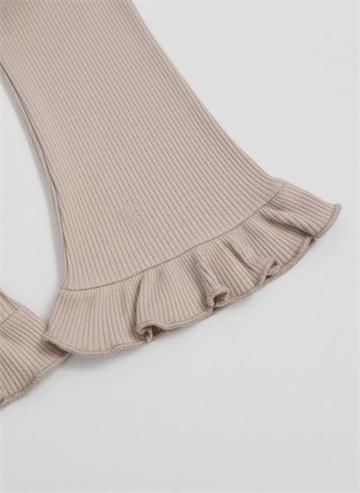 Kız Çocuk Pamuklu Ribana Fırfırlı Paça Tayt – 3lü Renkli Set