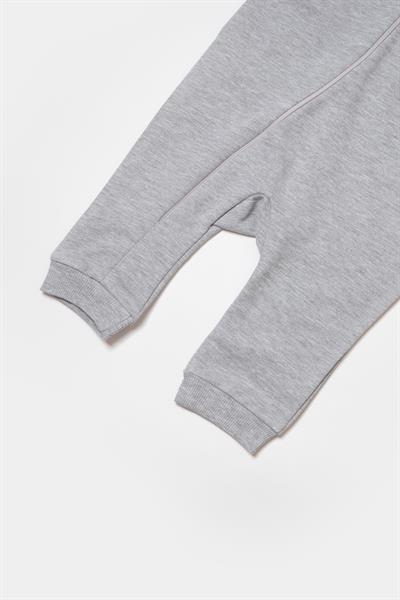 Unisex Bebek Pamuklu Gri Puzzle Desenli Tulum