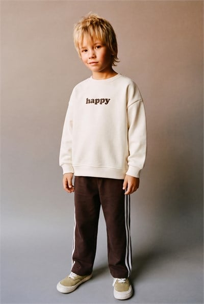 Çocuk Pamuklu Baskılı  Sweatshirt ve Eşofman Takımı
