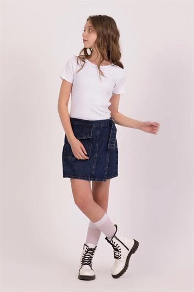 Kız Çocuk Denim Şort Etek - 9-14 Yaş, Cepli, Bağcıklı, Günlük ve Rahat Kullanım