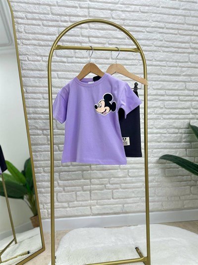 Kız Çocuk Pamuklu Lila T-Shirt Şort Takım