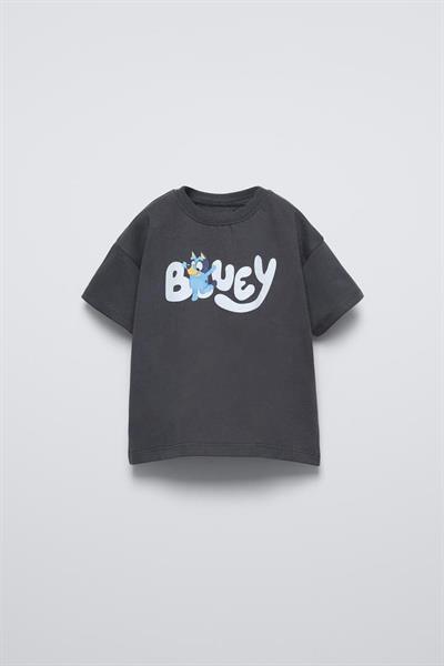 Unisex Çocuk Pamuklu Siyah Kırmızı Bluey T-shirt ve Şort Takım
