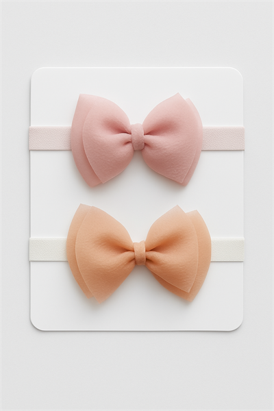 Kız Bebek Yumuşak Doku 2li Organze Fiyonk Bandana Seti 