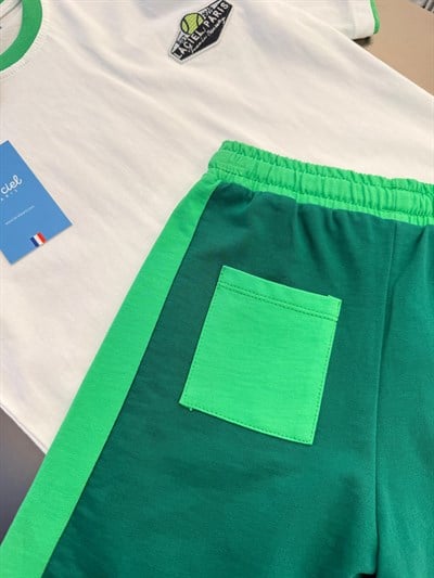 Erkek Çocuk Pamuklu Yeşil Şortlu T-shirt Takım