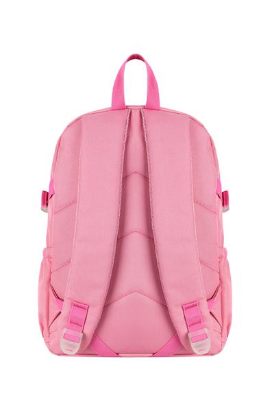 Kız Çocuk Pembe Unicorn ve Peluş Anahtarlıklı Okul Çantası - Şeffaf Cepli